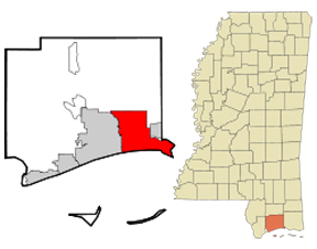 Mississippi map showing location of Biloxi